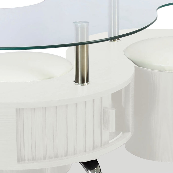 Savon Coffee Table with Two Ottomans - White