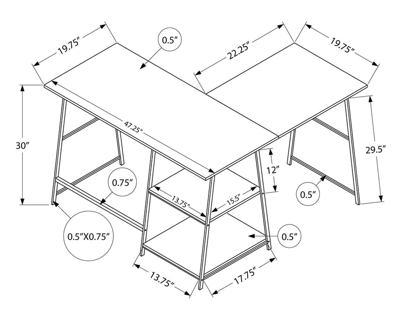 Evlin Corner Desk - White