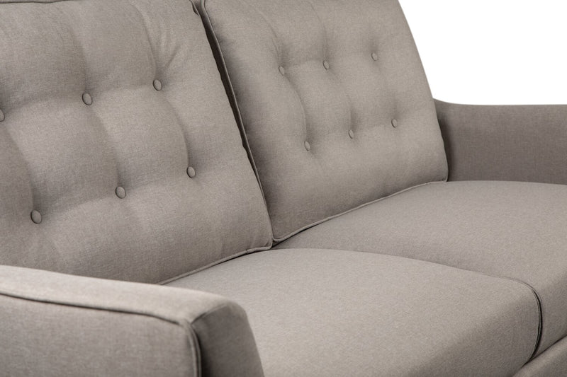 Novalee Linen-Look Fabric Sofa - Taupe