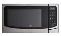 GE 1.6 Cu. Ft. Countertop Microwave with Programmable Defrost and One Minute +Pad - Stainless - JEB2… 