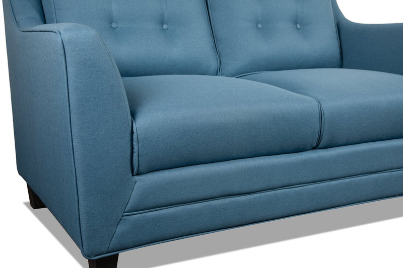Novalee Linen-Look Fabric Loveseat - Blue