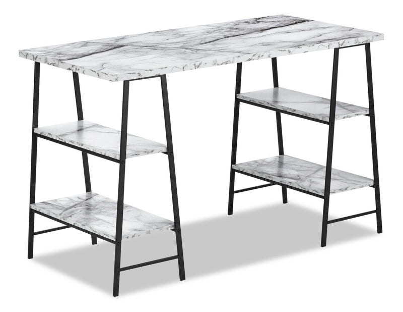 Jonnie Desk - White Marble-Look