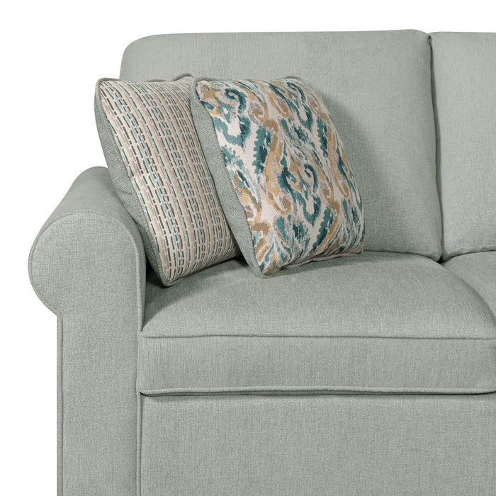 Haven 2-Piece Right-Facing Chenille Sectional with Sleeper Sofa - Seafoam