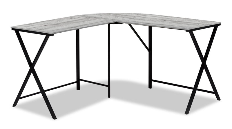 Lidia L-Shaped Corner Desk - Grey 