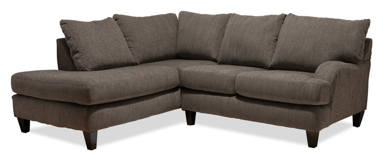 Nofia 2-Piece Chenille Left-Facing Sectional - Charcoal