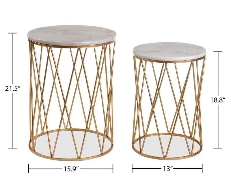 Dalilah 2-Piece Accent Table Package - Gold