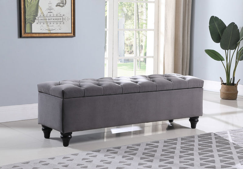 Sage Velvet Bench with Storage