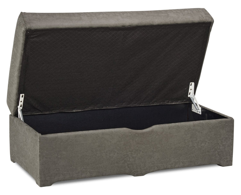 Morty Leather-Look Fabric Storage Ottoman - Grey