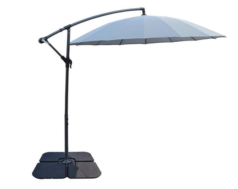 Shanghai Patio Umbrella with 4-Piece Base - Grey