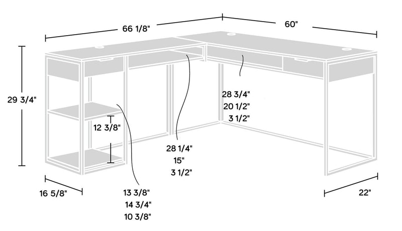 Maxim L-Shaped Desk - Umber Wood