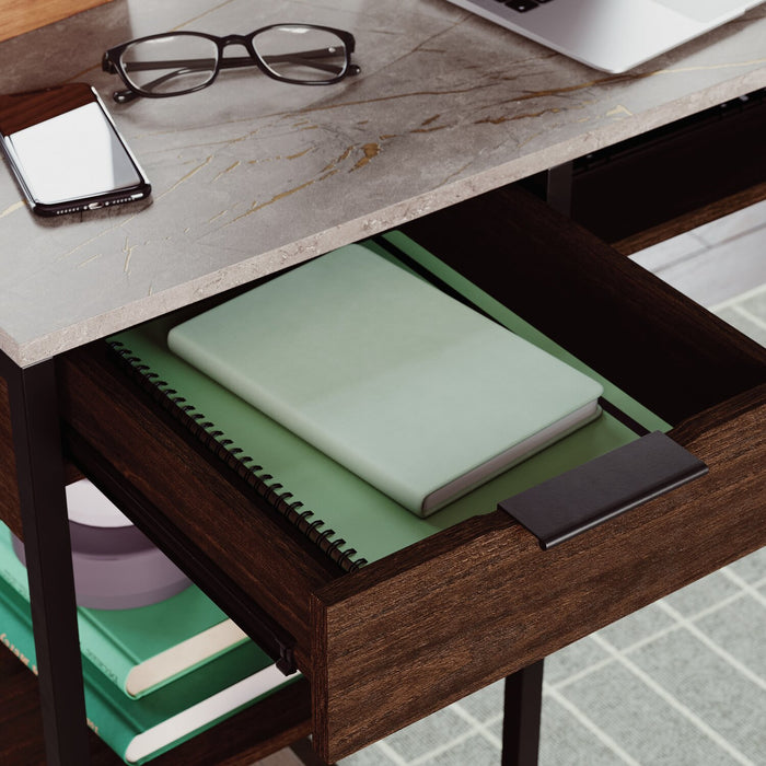 Maxim L-Shaped Desk - Umber Wood