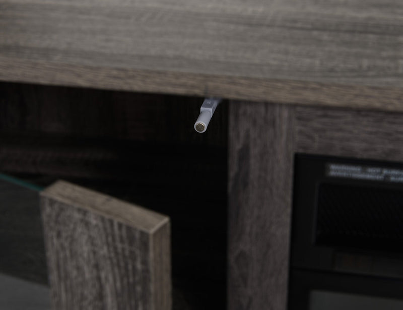 Antoni 62” TV Stand with Crystal Ember Firebox - Grey
