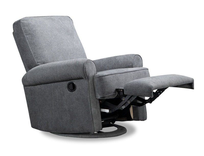 Bevin Chenille Swivel Glider Recliner - Grey