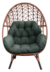 Coco Egg Outdoor Patio Chair - Hand-Woven Resin Wicker, UV & Weather Resistant - Green