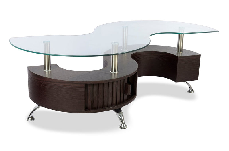 Savon Coffee Table with Two Ottomans - Walnut