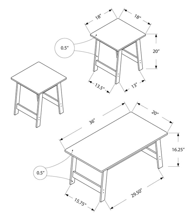 Jacey 3-Piece Coffee and Two End Tables Package - Espresso 