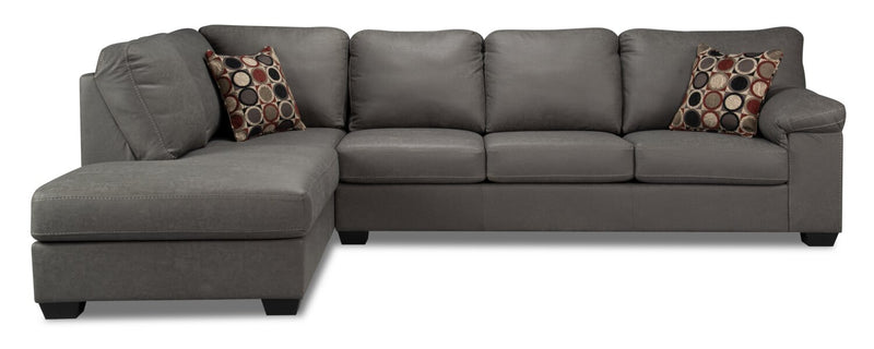 Morty 2-Piece Leather-Look Fabric Left-Facing Sofa Bed Sectional - Grey