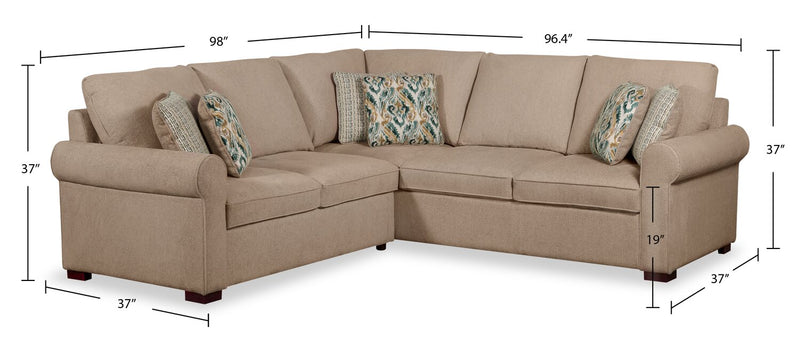 Haven 2-Piece Right-Facing Chenille Sectional - Taupe