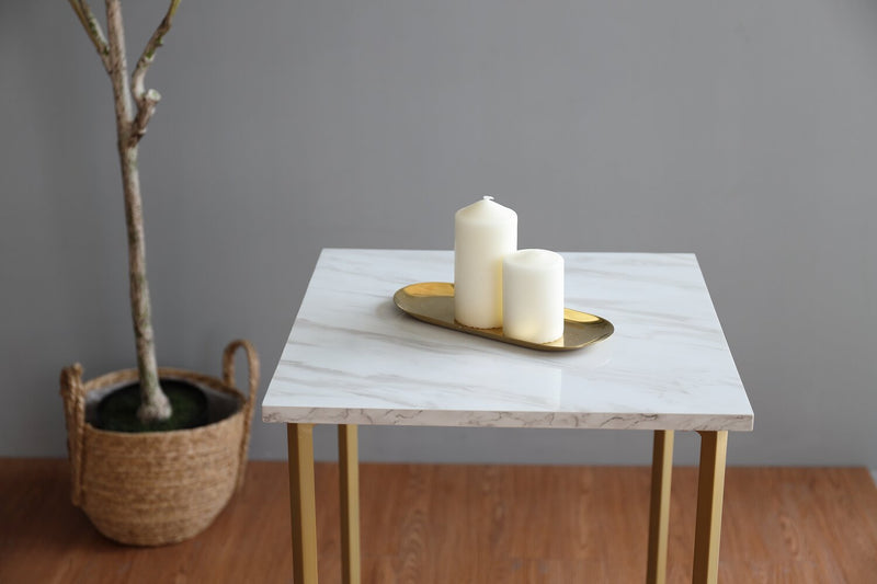 Mia Faux Marble Chairside Table  
