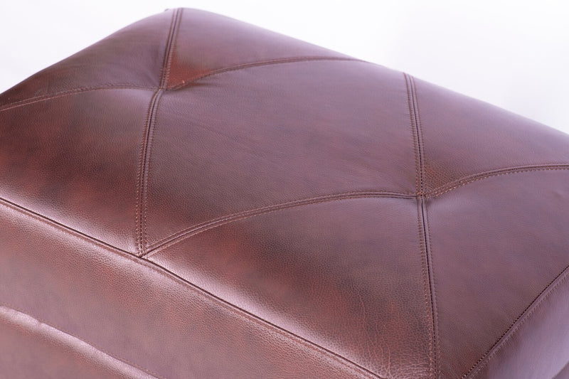 Vita 100% Genuine Leather Ottoman - Brown