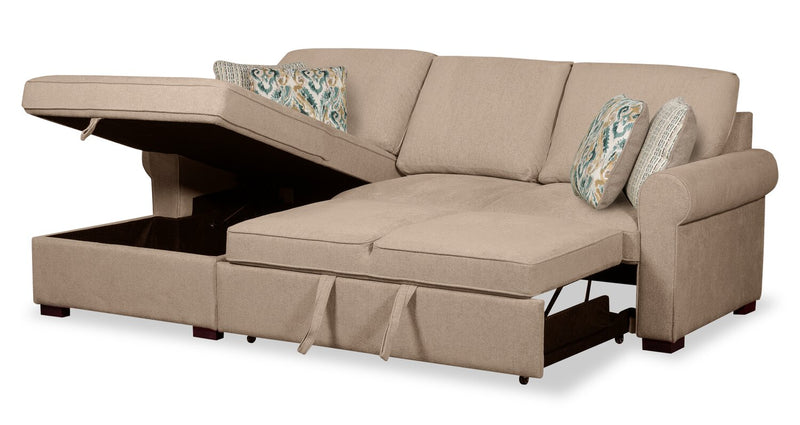 Haven 2-Piece Left-Facing Chenille Sleeper Sectional - Taupe