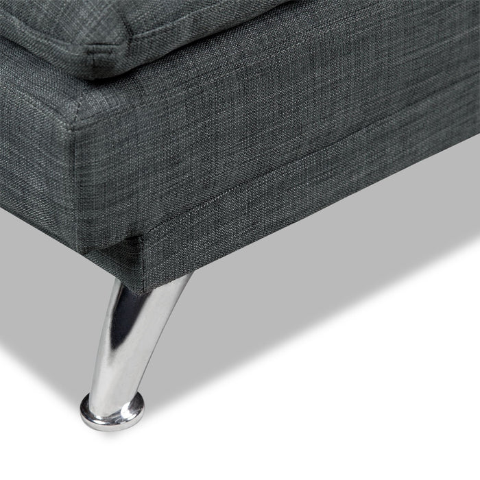 June Linen-Look Fabric Futon - Grey
