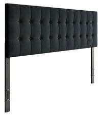 Ellis Upholstered Headboard in Charcoal Fabric, Button Tufted - Queen Size 