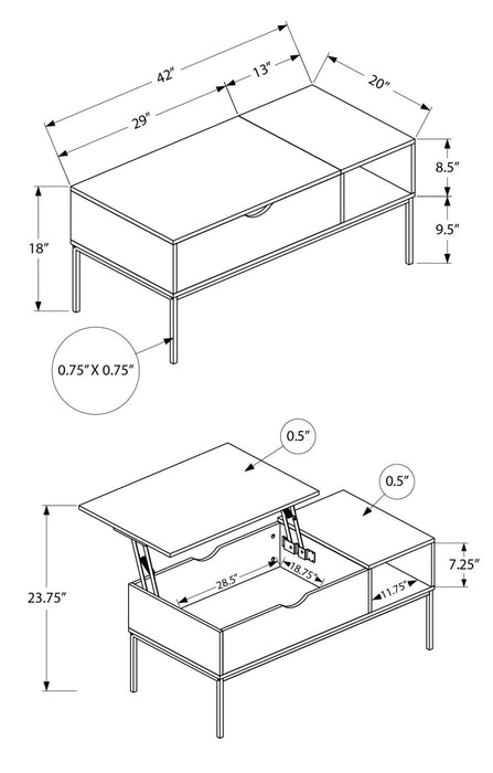 Bence Lift-Top Coffee Table - Dark Taupe
