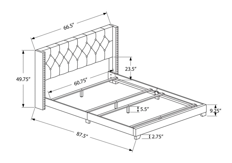 Portia Queen Bed - Dark Grey