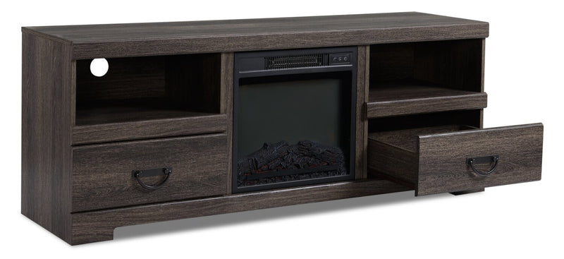 Asher 60\" TV Stand with Log Fireplace