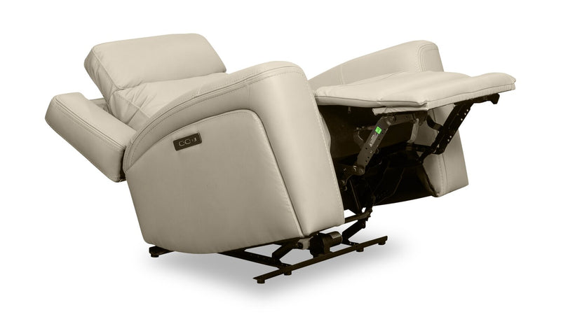 Prescott Genuine Leather Power Reclining Chair - Platinum