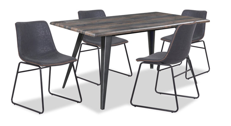 Amos 5-Piece Dining Package with Tess Chairs - Grey