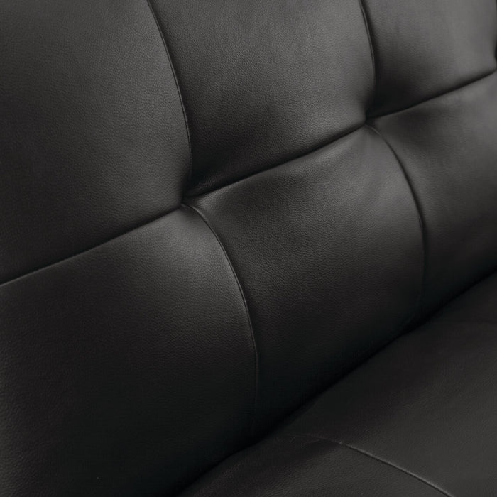 June Leather-Look Fabric Futon - Black