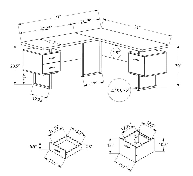 Marnie Reversible L-Shaped Corner Desk - White 