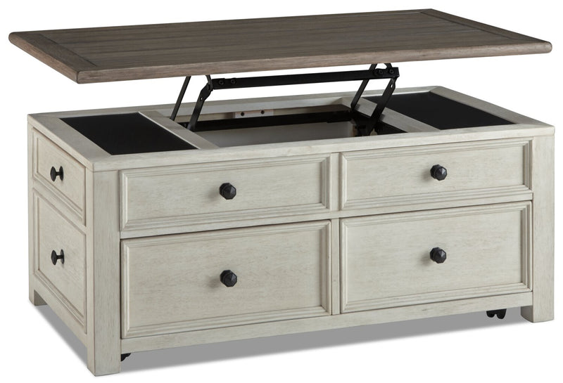 Colby Coffee Table with Lift Top and Casters - White