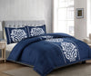 Navy Damask 3-Piece King Comforter Set