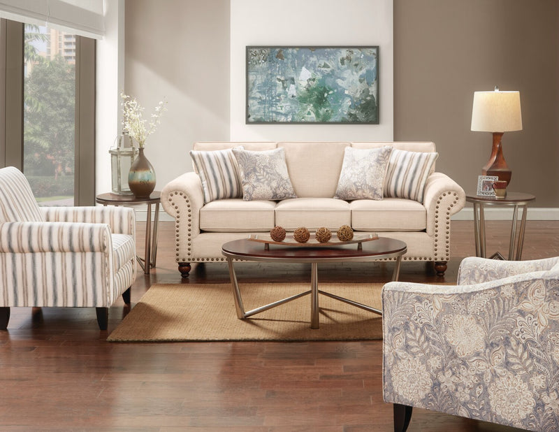 Wynn Linen-Look Fabric Accent Chair - Stripe