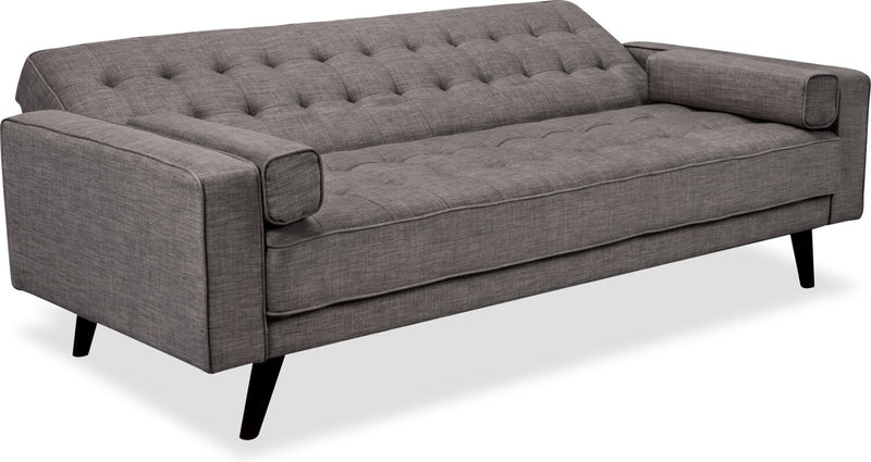 Avery Linen-Look Fabric Futon - Grey