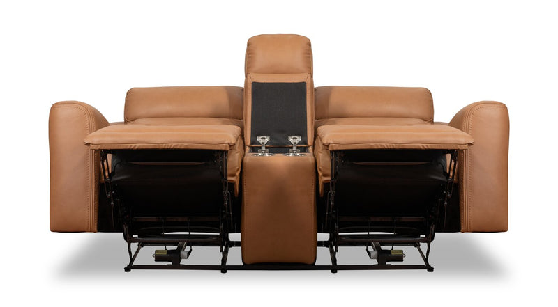Prescott Genuine Leather Power Reclining Loveseat - Butternut