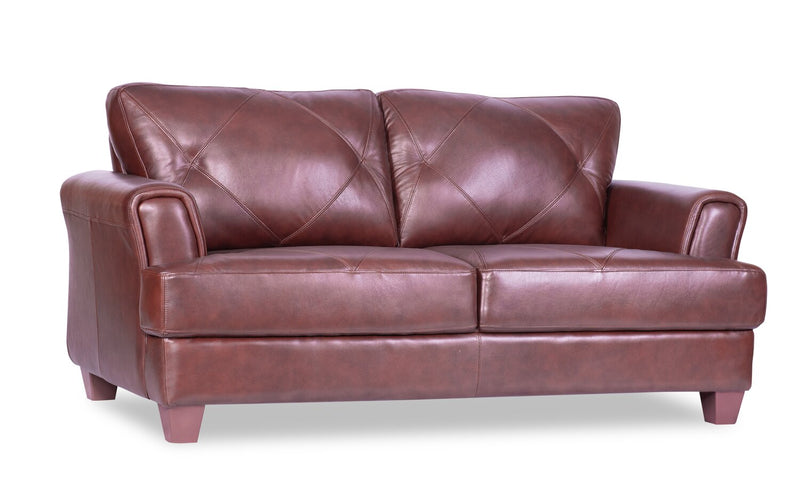 Vita 100% Genuine Leather Loveseat - Brown