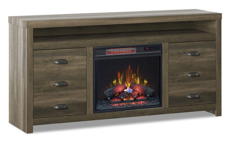 Haven 64\" TV Stand with Log Firebox