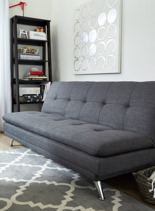 June Linen-Look Fabric Futon - Grey