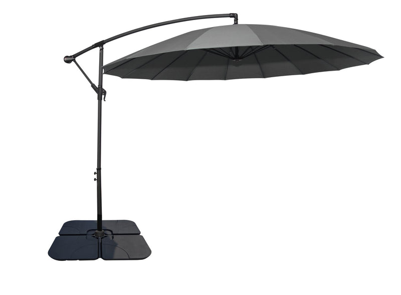 Shanghai Patio Umbrella with 4-Piece Base - Grey