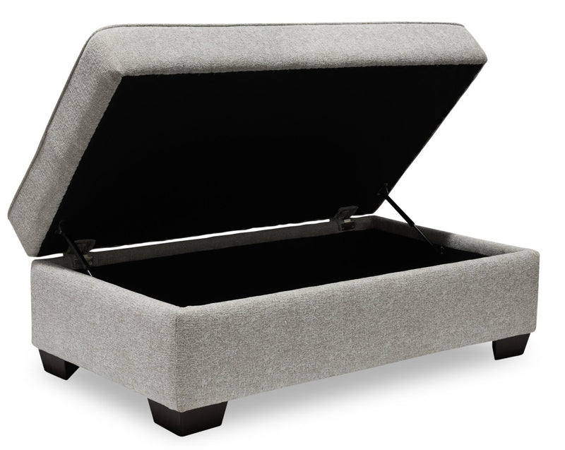 Verona Brushed Linen-Look Fabric Storage Ottoman – Beige