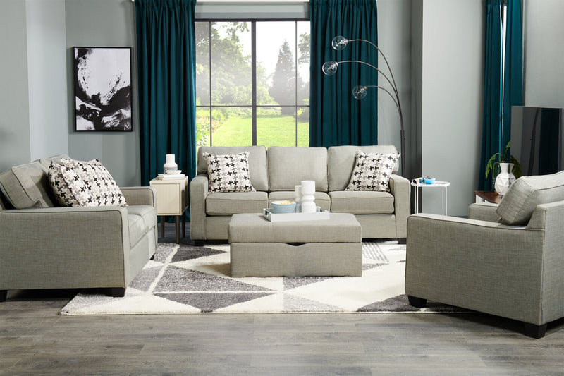 Sawyer Linen-Look Fabric Sofa - Light Grey