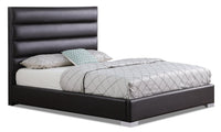 Kort & Co. Clay Upholstered Platfom Bed in Brown Vegan-Leather Fabric, Tufted - Queen Size 