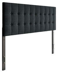 Ellis Upholstered Headboard in Charcoal Fabric, Button Tufted - Full Size 
