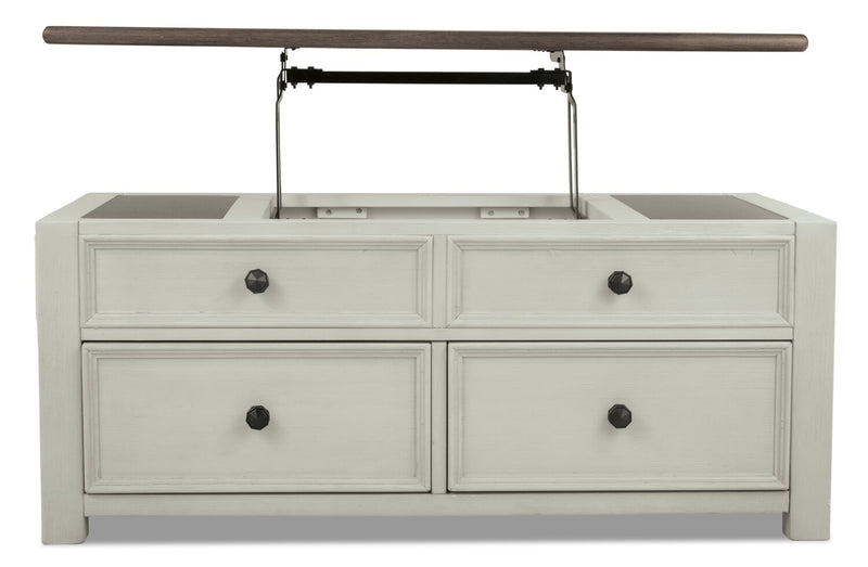 Colby Coffee Table with Lift Top and Casters - White