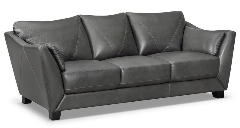 Lusso Genuine Leather Sofa – Charcoal