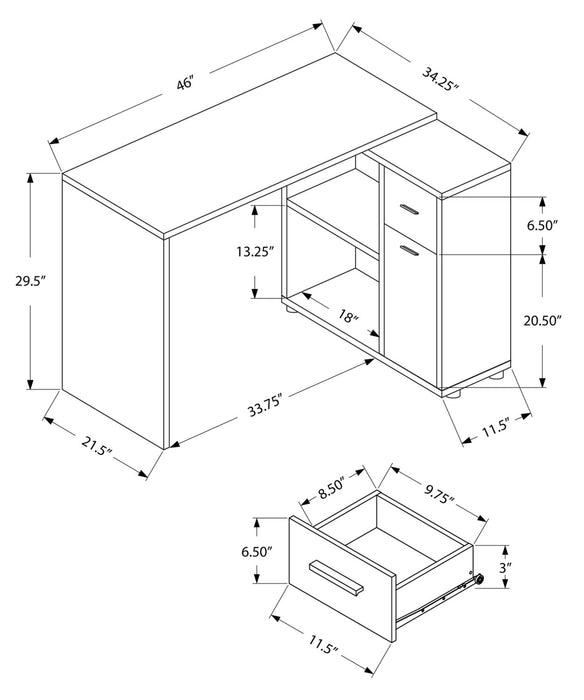 Zoe L-Shaped Desk - Grey